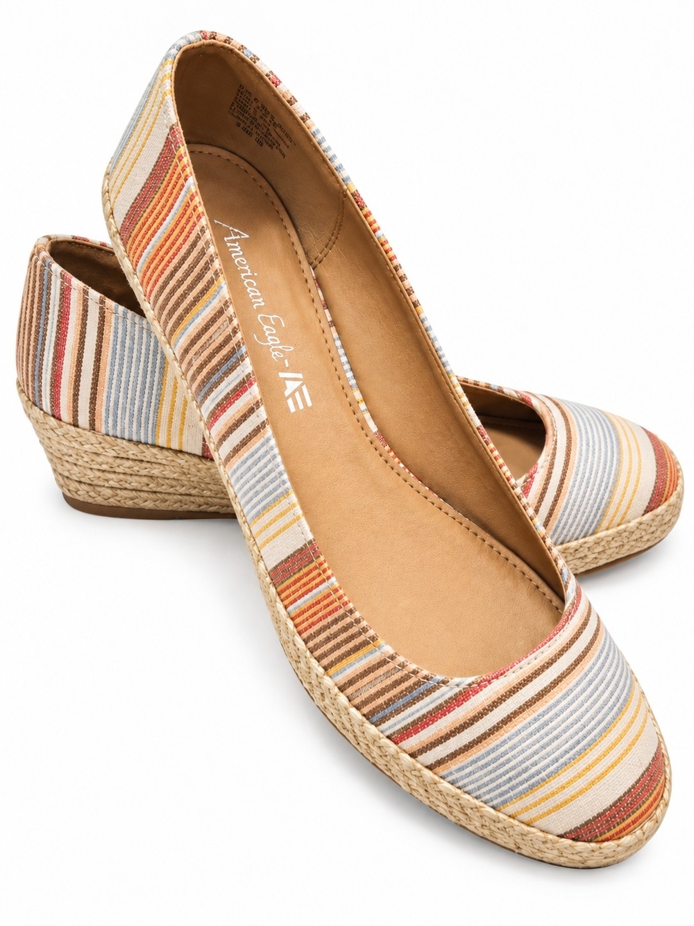 American Eagle Multicolor Striped Espadrille Wedge Pumps – Size 7.5